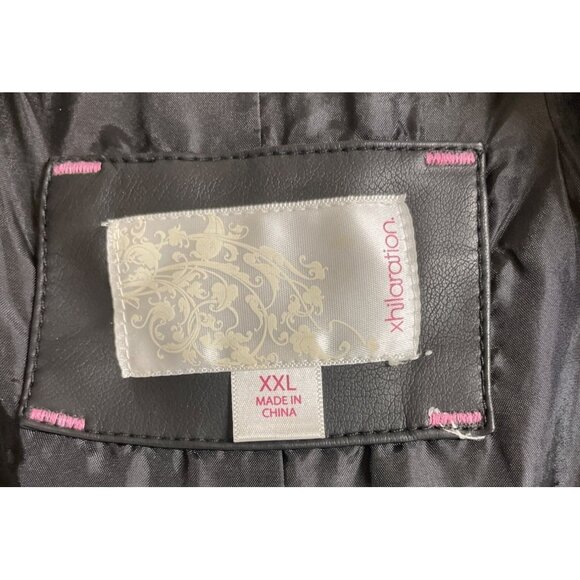 Xhilaration Moto Jacket Women’s Faux Leather Size XXL Black Zip Snap - Picture 11 of 13